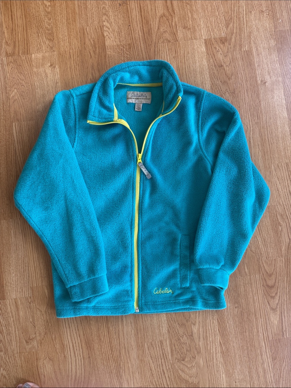 Cabela's Kids Teal Fleece Jacket with Yellow Zip